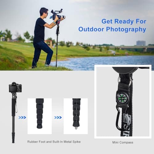 SIRUI 61.4"/156cm Carbon Fibre Monopod for Camera, P-326 — view 5