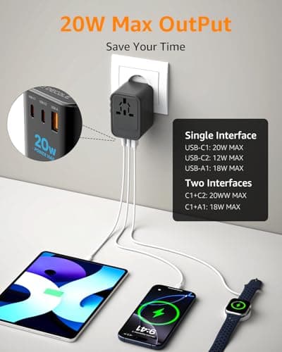 decqle Universal Travel Adapter for International Travel - EU UK US AU JP — view 3