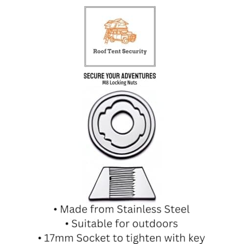 4 x M8 Fits TentBox/Roof Tent - Anti-Theft HIGH Security Nuts Tamperproof Lock Nut Set — view 4
