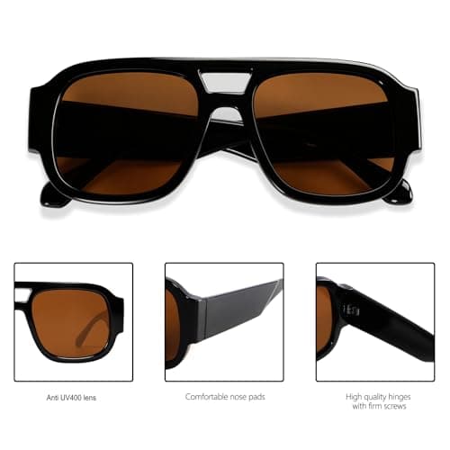 GUVIVI Retro Oversized Pilot Sunglasses for Women Men UV400 Protection — view 5
