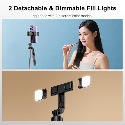 Selfie Stick Tripod with 2 Fill Light, Wireless Remote Control 360°Rotatable All-in-One Portable 180cm Extendable Cell Phone Tripod Stand, Selfie Stick for iPhone/Samsung/Smartphone/Camera — view 6