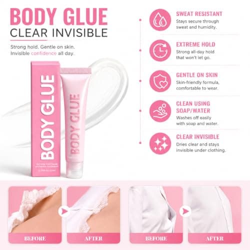 Body Glue for Clothes & Skin, Clear Non-Slip Adhesive for Stockings, 20 ml — view 4