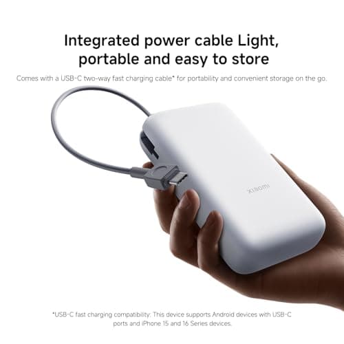 Xiaomi 22.5W Power Bank 20000mAh, Built-in Cable, Fast Charging, Grey — view 2