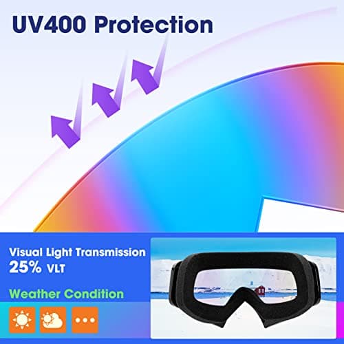 EasYoung Adult Snow Ski Goggles, Snowboard Goggles for Youth, Teens, Men & Women, Wide View Snowmobile Goggles — view 2