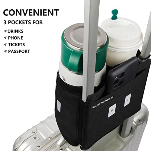 riemot Luggage Travel Cup Holder, Free Hand Drink Caddy - Hold Two Coffee Cups, Fits Roll on Suitcase Handles - Gifts for Travelers, Tourist, Flight Attendants Travelers Accessories — view 2