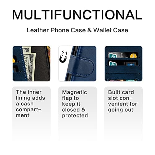 UOGNADGD Faux Leather Flip Case for ZTE Telstra 5G Wi-Fi - Blue — view 5