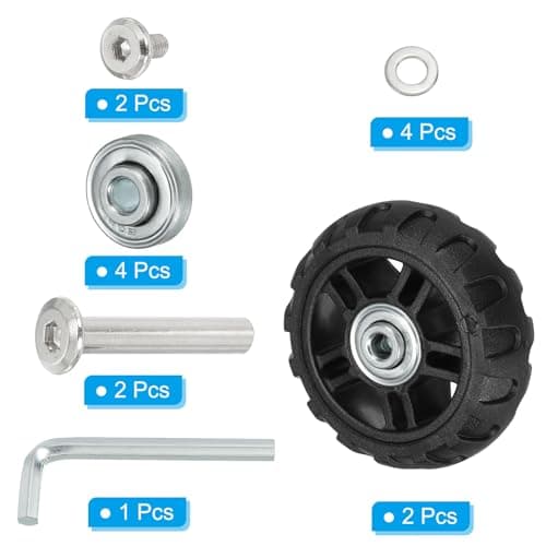 PATIKIL Replacement Luggage Suitcase Wheels Repair Kit, 70mmx22mm Wear-Resistant & Mute 360 Swivel Caster Wheels — view 3