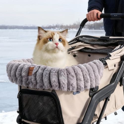 Dog Stroller Cushion, Warm Plush Washable Stroller Mat — view 3