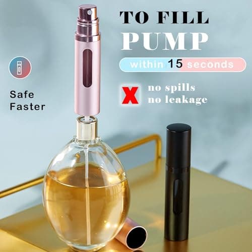 Perfume Atomiser Refillable Perfume Bottle for Travel, Leaking Proof Mini Empty Perfume Spray Bottle for Women and Men, 8ml - Matte Black & Matte Black — view 3