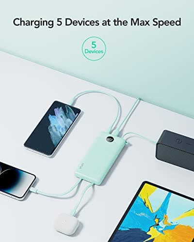 VRURC 10000mAh Power Bank With Built-in 4 Cables, Slim Portable Charger — view 3