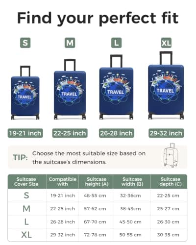 Youth Union Suitcase Covers Protective Case Travel Luggage Cover Washable Elastic Cover for Baggage Fits 18-32 Inches Luggage for Business Trip Daily Using — view 3