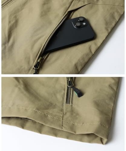 Oralidera Men's Multi Pocket Mesh Vest Sleeveless Top Jacket Outdoor Fishing Camping Waistcoat Travelling Hiking Gilet, Khaki, L — view 4
