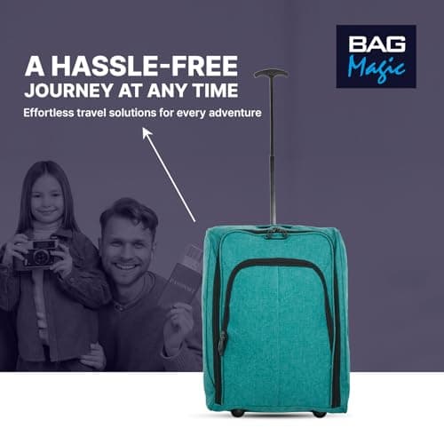 Bordlite 50x35x20cm Soft Cabin Bag – Lightweight Overhead Hand Luggage Suitcase with Wheels & Extendable Handle – Fits Ryanair, EasyJet, BA & More, 35L Capacity (Teal) — view 6