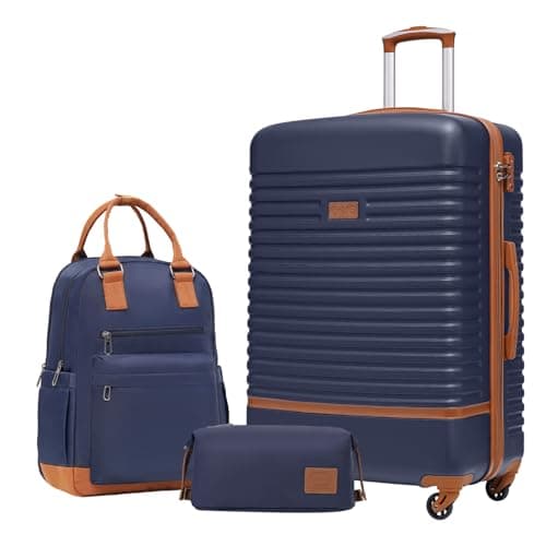 COOLIFE Suitcase Set, 3 Piece Luggage Sets with Travel Backpack & Wash Bag