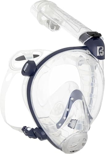 Cressi Full Face Snorkel Mask - Anti-Fog Ultra-Clear Lens & 180° Vision for Adult Snorkel Mask - Float Valve Safety & CO2-Safe Breathing for Scuba Diving Equipment - Clear/Blue Navy - S/M — view 4