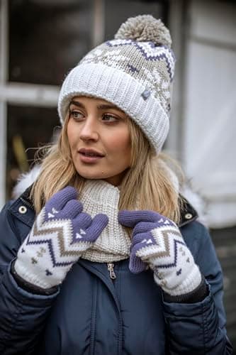 HEAT HOLDERS - Ladies Thick Winter Warm Fleece Lined Chunky Knit Thermal Neck Warmer (One Size, Cream (Chunky)) — view 5