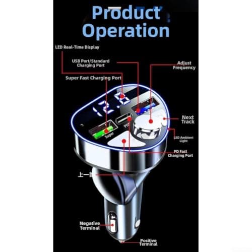 200W Car Charger for Laptop Phone Tablet Fast Charging(Folding 2USB+1PD) — view 6