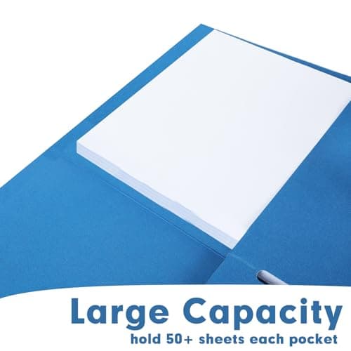 Two Pocket Folders, RAZCC 50 Pack 2Pocket Folders Fit Letter Size Paper, Paper Folders with Pockets for School Office Business Home, Navy Blue — view 5