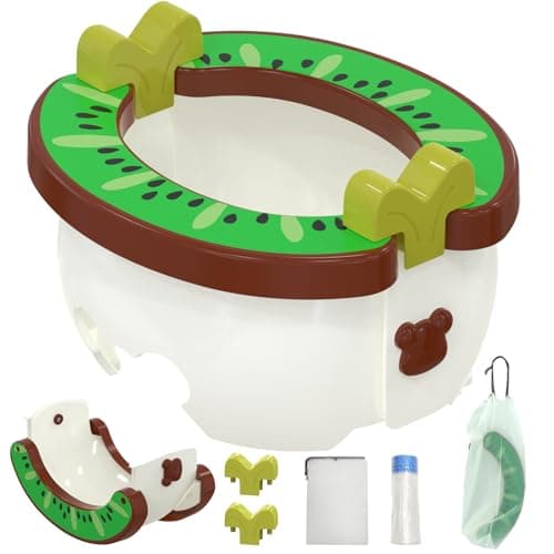 Potty Training Toddler Toilet,Travel Potty for Toddlers, Potty Training Toilet Seat for Kids Boys Girls,Portable Foldable Potty with Potty Liners Storage Bag Indoor Outdoor Use,Brown