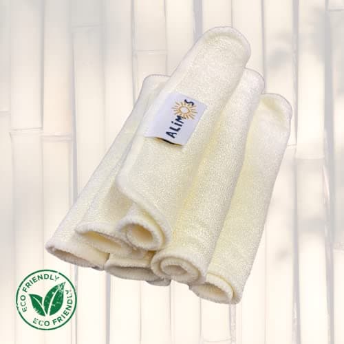 Alimos Bamboo Baby Wipes & Makeup Remover Reusable, Washable, Super Soft, Absorbent Pack of 6 Size Naturally Anti-Bacterial 15x15 cm — view 5