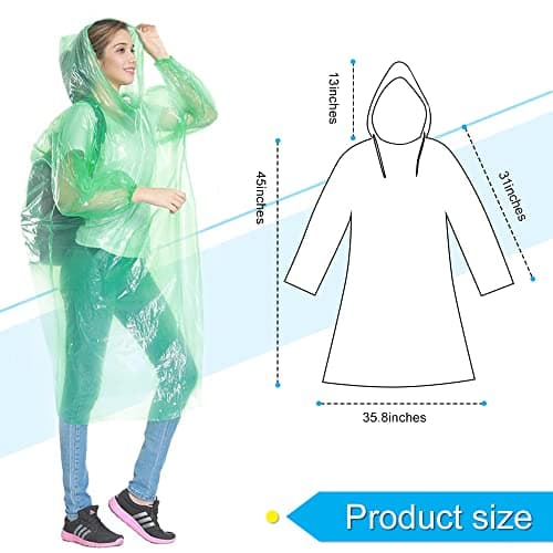 4 Pack Disposable Rain Ponchos, Waterproof Ponchos Adults Rain Poncho Emergency Waterproof Rain Coat Poncho with Drawstring and Hood, Suitable for Festivals, Camping, Hiking and Everyday Commute — view 2