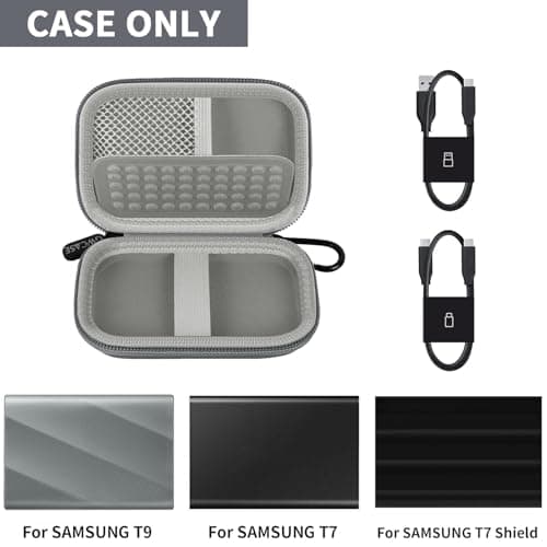 GWCASE for Samsung T9/T7/T7 Shield SSD Case, Anti-Shock, Grey — view 2