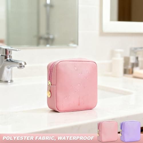 Small Makeup Bag, 2PCS Travel Toiletry Bag, Pink, Purple — view 5
