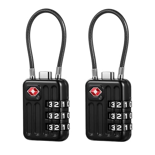 NAGE TSA Lock with Numerical Code, 3-Digit Waterproof TSA Lock (2p, Black)