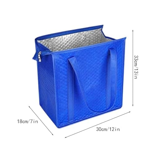 2 Packs Shopping Bags, Insulated Reusable Grocery Shopping Bag, Large Cooler Bags Heavy Duty c-ollapsible Cool Bag with Durable Handles & d-ual Tab Zips for Picnic, Camping, Daily Life — view 4