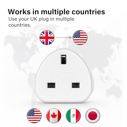 DID UK to USA Travel Adaptor, 13A 250V Plug Converter, UK 3 Pin to USA 2+1 Pin Socket, CA, Mexico, Japan, Power Adapter for Phone, Charger, Travel Use Type B (earthed) — view 3