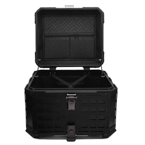 Cuifati Motorcycle Top Box 55L, Aluminum Luggage Case with Anti Theft Lock Quick Release Waterproofing, PU Thermal Cotton Lining Safeguards, for Travel Riding