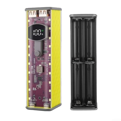 CWOQOCW 22 5W Power Bank Case Portable with Transparent Shell and Solder DIY Assembly, Compatible with Batteries and Features Multi Port Stable Output and Safety (yellow 22.5W)