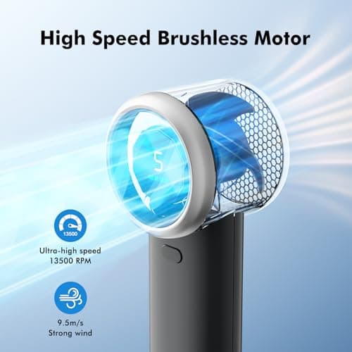 WHATOOK Handheld Fan, 2024 High Speed Cooling Turbo Mini Portable Rechargeable Fan with LED Display/2H Fast charging, Personal Small Stylish 5 Speeds Fan for Man Outdoor Beach Travel Vacation — view 6