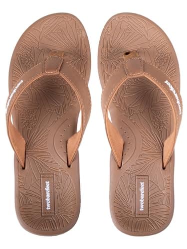Two Bare Feet Women's Flip Flops – Comfortable Lightweight Beach Sandals, Non-Slip Sole, Waterproof Summer Sliders – Perfect for Holiday, Pool & Casual Wear (Blossom (Brown), 6) — view 2