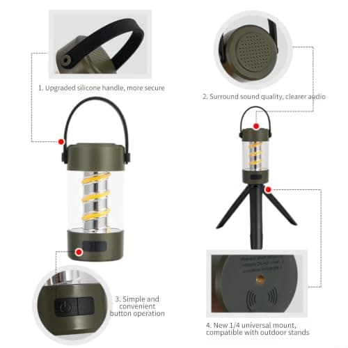 Honseadek Portable Wireless Speaker With Led Camping Lantern 110 Lumens Cob — view 2