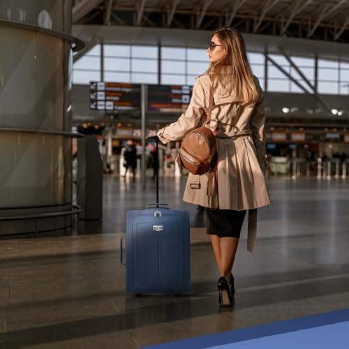LUGG Cabin Size Lightweight Luggage - Durable 600D Polyester Snowflake Push Up Trolley - Solid Wheels - Easyjet, Ryanair, British Airways - Airway Locker (45x36x20cm) — view 6