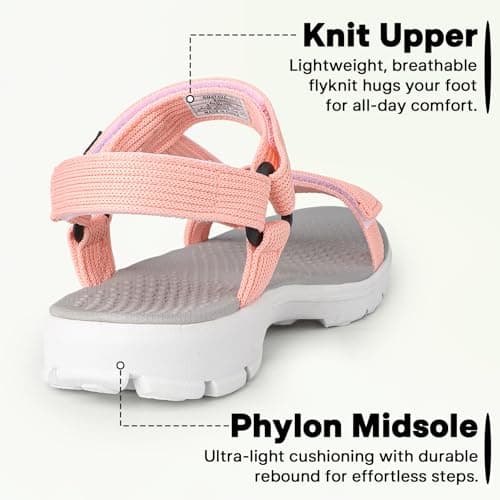 riemot Women's Sports and Outdoor Sandals, Comfortable Summer Sandal with Adjustable Straps, Open-Toe Slip-On Flats, Lightweight Casual Beach Shoes for Walking, Hiking, Trekking, Pink, UK 7 — view 5