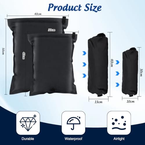 Vacuum Storage Bags for Travel, 2 Pack Reusable Compression Bags, Oxford Cloth Travel Vacuum Bags No Pump, Manual Roll-Up Space Saver for Clothes, Luggage, Suitcase (Black, 30x40+40x50cm) — view 5