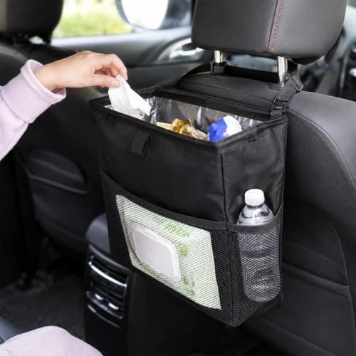 Kdkoeo Car Bins for Front of Car, Car Bin with Hook and Loop Lid and Handle — view 6