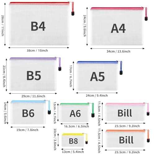 EOOUT 20pcs Mesh Zipper Pouch, Waterproof Zipper Bags, 8 Sizes Plastic Travel Pouch, 10 Colors, Multipurpose for Board Game, Travel Storage, School Supplies, Office Appliances, Home Organize — view 2