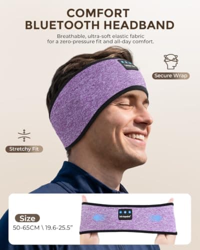 ink-topoint Sleep Headphones, Comfortable Headband Headphones for Side Sleepers, 16H Playtime Wireless Sport Headband with Bluetooth 5.4 & Ultra Thin Speakers for Sleeping, Running, Yoga, Travel, Nap — view 4