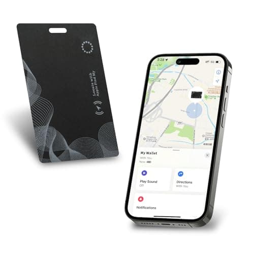Wallet Tracker Card with Wireless Charging, Rechargeable Slim Item Finder Works with Apple Find My, IP68 Waterproof Bluetooth Locator Tag for Wallets, Passports, Luggage, and Keys