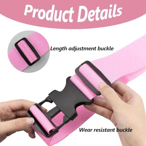 Luggage Straps - Suitcase Straps, Adjustable Luggage Belt, Thickened Packing Belts, Baggage Security Straps, Travelling Luggage Accessories for Handbag, Luggage, Suitcase, Carts (Pink, 2PCS) — view 3