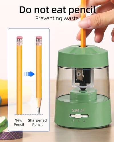 ZMOL Electric Pencil Sharpener 6-12mm Jumbo Colored&No.2 Pencils Grey-Green — view 5