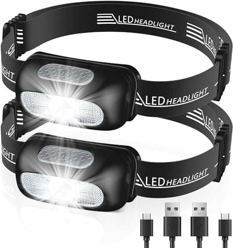 CIRYCASE Head Torch, Ultra-Light Rechargeable LED Headlamp, White Red Light
