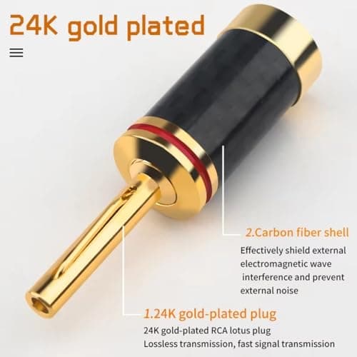 Aundhegrtt Copper Carbon Fiber Banana Plug HiFi for Amplifier Speaker Cable Connector 4pcs Audiophile Audio Adapter for Amplifier — view 3