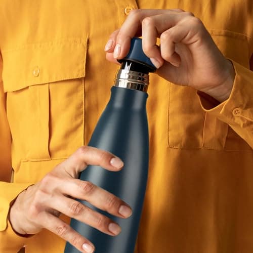 Mont-Clair l'O Stainless Steel Water Bottle, Vacuum Insulated - BPA Free, 12h Hot & 24h Cold Drinks, Metal Water Bottle 750ML Leakproof, Ideal for Adult, Kids, Running - Dark Blue — view 5