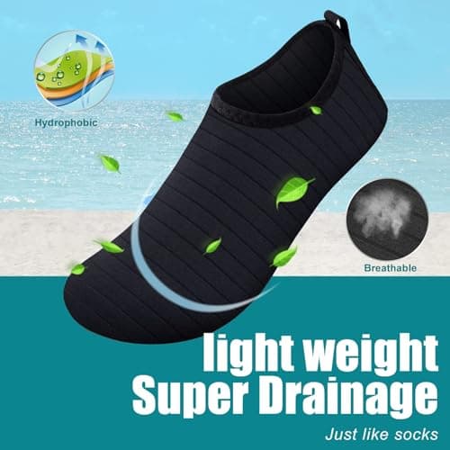 Steppli Water Shoes Beach Swim Aqua Wet Socks Yoga Quick-Dry Breathable Weitsuit Non Slip Lightweight Shoes for Men Women Black EU36/37=UK3/4 — view 3