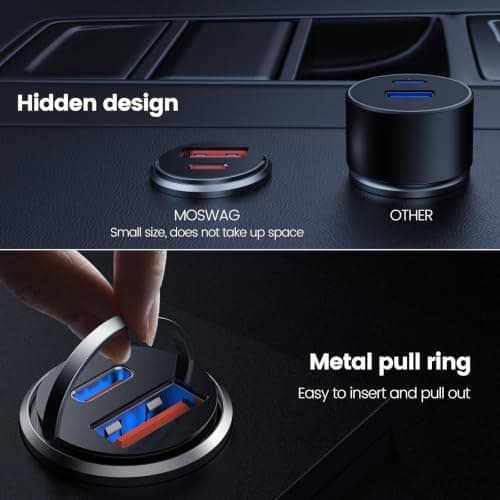 MOSWAG Car Charger, QC 3.0 Cigarette Lighter USB Charger 12V -2 Pack — view 5