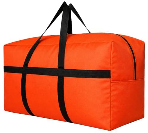 YiKitHom Extra Large Storage Duffle Bag for Travel, Oversized Giant Big Traveling Duffel Bag, Orange, 60L - 23.6"l X 11.8"w X 13.4"h, Sporty